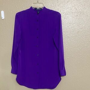 Ralph Lauren Women's Vibrant Purple Button-Down Shirt - size small